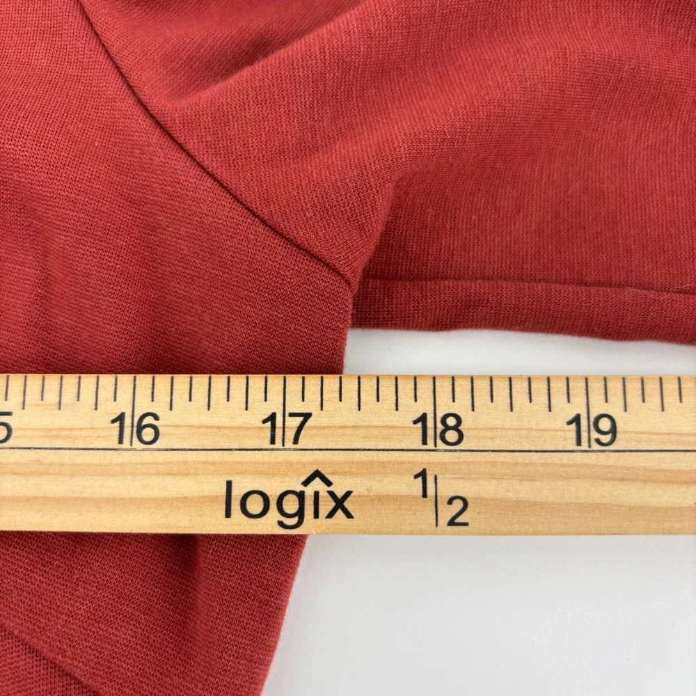 Boden Tie Waist Jersey Blouse Women 8 Red Puff Sleeve Boat Neck Top Classy Retro
